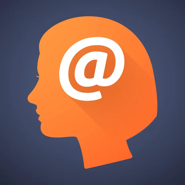 Ženské hlavy silueta ikona znakem "v" — Stockový vektor