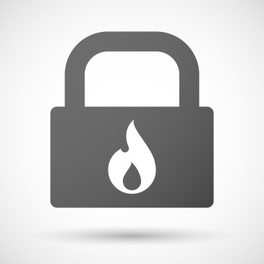 Kilit simgesi ile bir alev