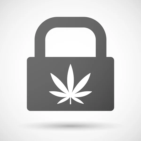 Lock icon with a marihuana leaf — Stock Vector