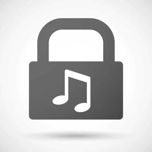 Lock icon with a note music — Stock Vector