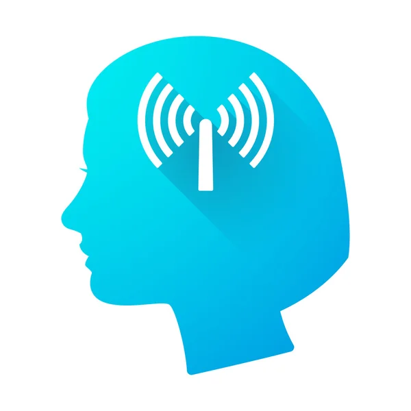 Woman head icon with an antenna — Stock Vector