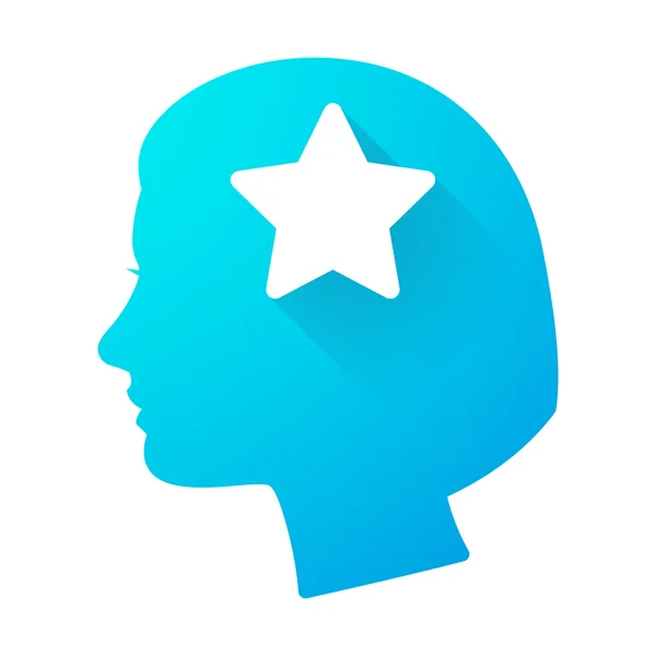 Femme tête icône avec une étoile — Image vectorielle