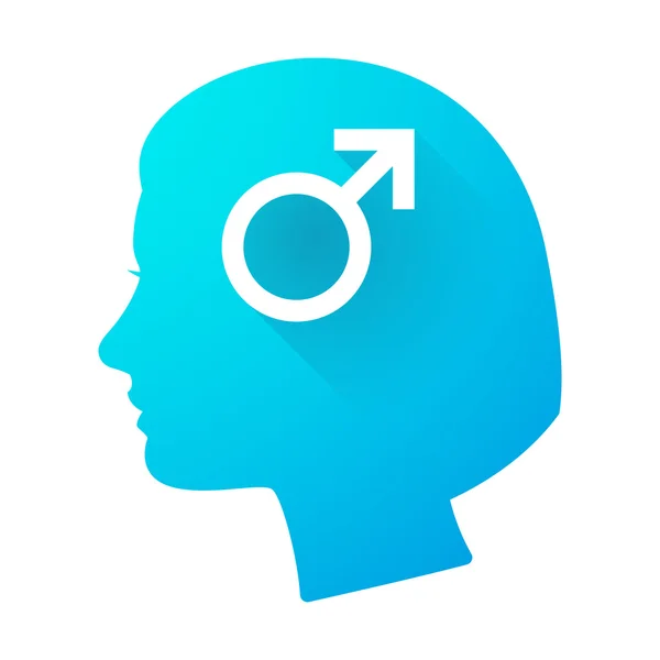 Woman head icon with a male sign — Stock Vector