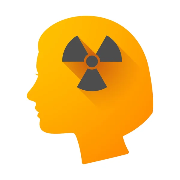 Woman head icon with a radioactivity sign — Stock Vector