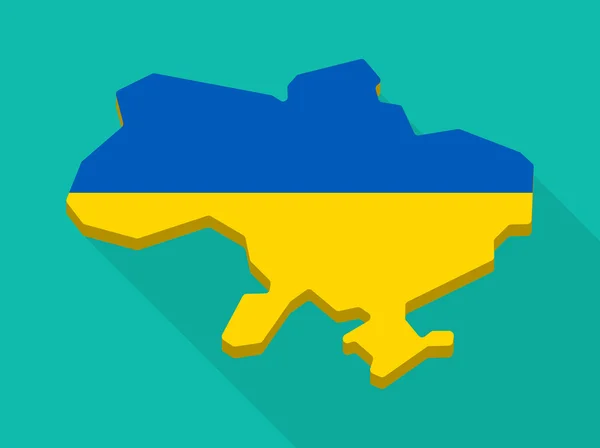 Lunga ombra Ucraina mappa — Vettoriale Stock