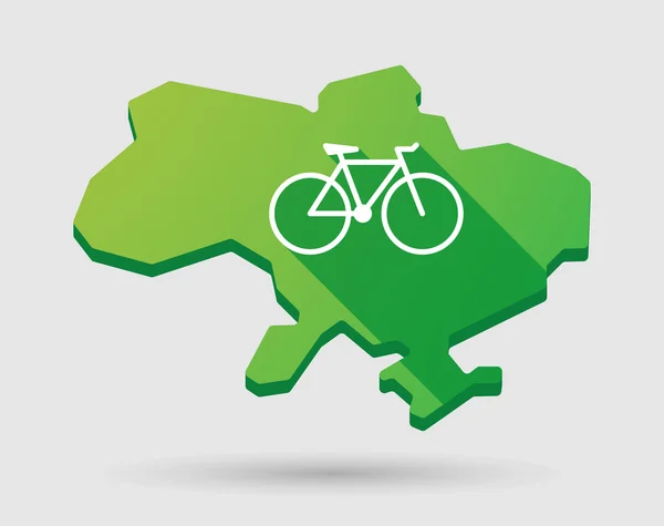 Ucrânia ícone mapa verde com uma bicicleta — Vetor de Stock