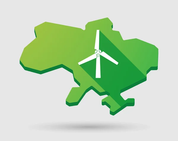 Ukraine icône de la carte verte avec un générateur éolien — Image vectorielle