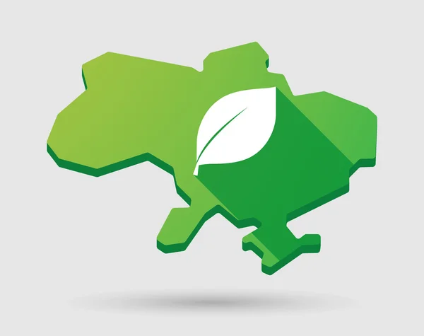 Значок зелену карту України з листом — стоковий вектор