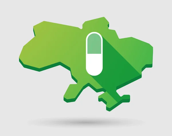 Ukraine icône de carte verte avec une pilule — Image vectorielle