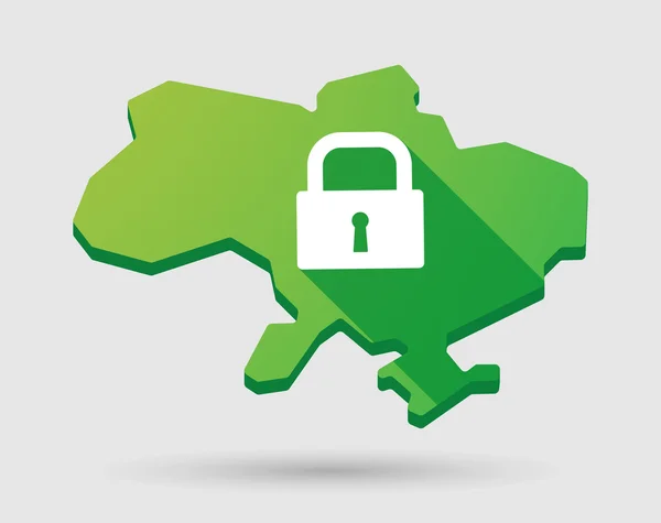 Ukraine green map icon with a lock — Stock Vector