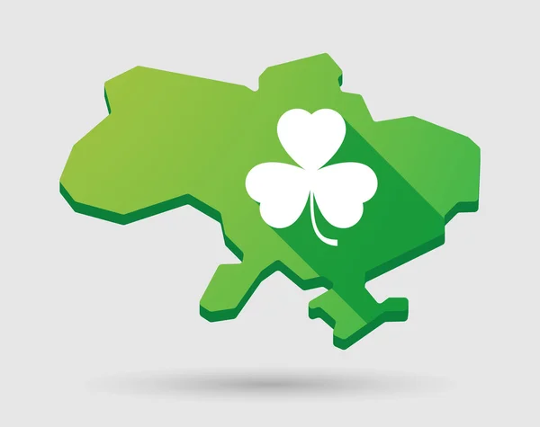 Ukraine green map icon with a clover — Stock Vector