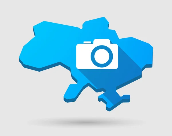 Ukraina gröna karta ikon med ett fotokamera — Stock vektor
