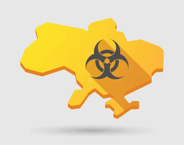 Ukraine green map icon with a biohazard sign — Stock Vector