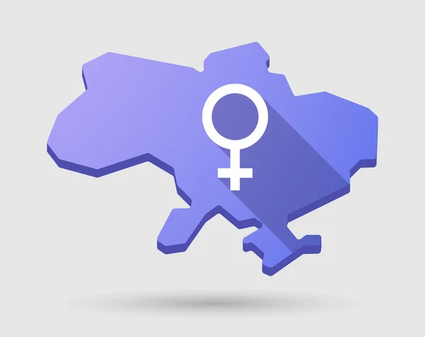 Ucrania mapa icono con un signo femenino — Vector de stock