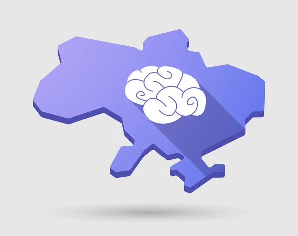 Ukraine icône de carte avec un cerveau — Image vectorielle