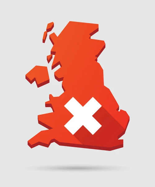 Icono de mapa del Reino Unido con una señal cercana — Vector de stock