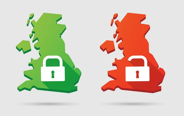 UK map icon set with lock pads — Stock Vector