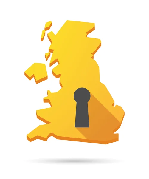 UK map icon with a key hole — Stock Vector