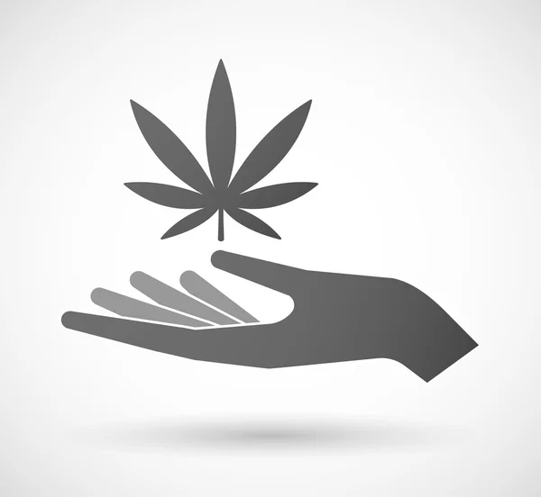 Hand geven een marihuanablad — Stockvector