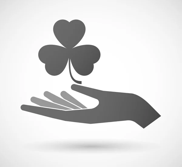 Hand giving a clover — Stock Vector