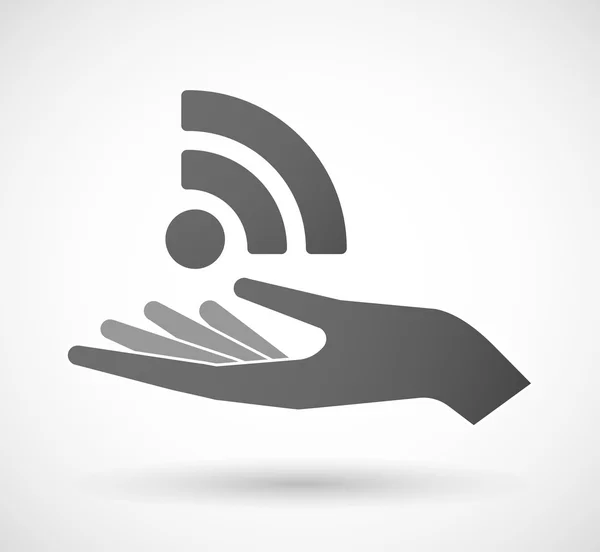 Hand gibt ein RSS-Feed-Zeichen — Stockvektor