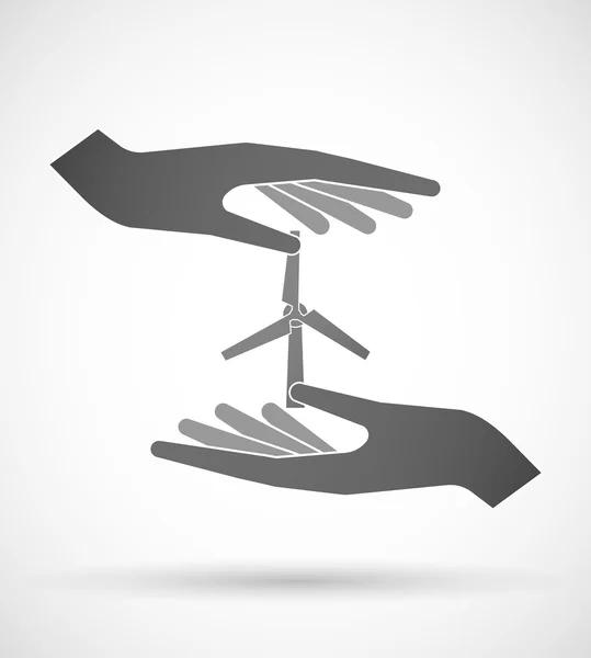 Händer skydda eller ge en vindkraftgenerator — Stock vektor