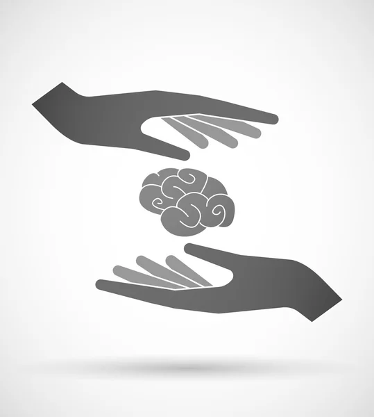 Hands protecting or giving a brain — Stock Vector