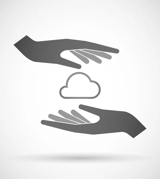 Hands protecting or giving a cloud — Stock Vector