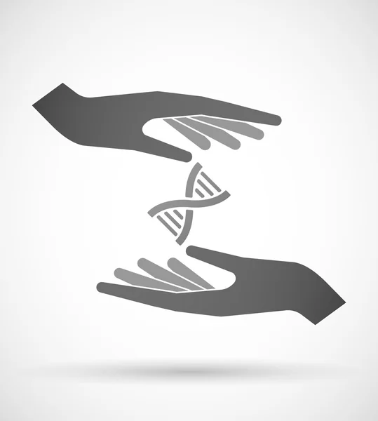 Manos protegiendo o dando una señal de ADN — Vector de stock