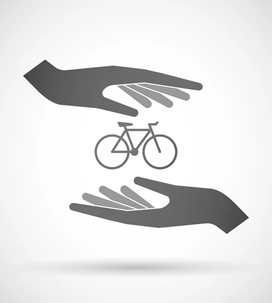 Hands protecting or giving a bicycle Vector Graphics