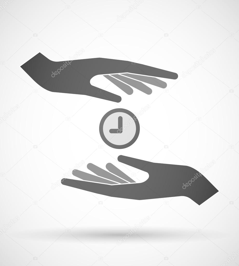 Hands protecting or giving a clock