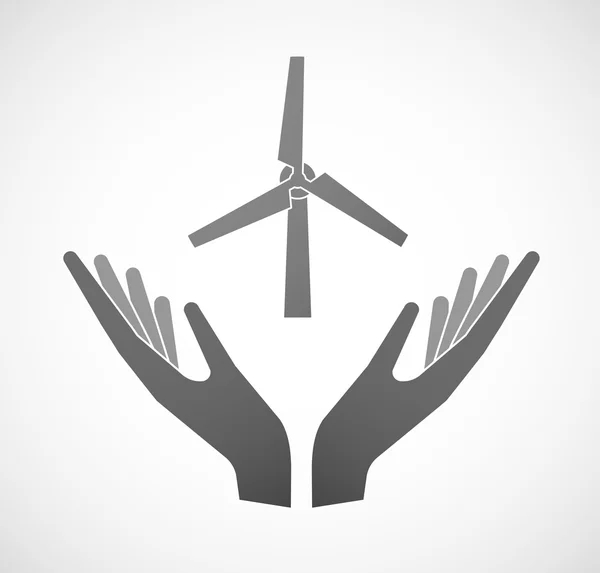 Deux mains offrant un générateur éolien — Image vectorielle