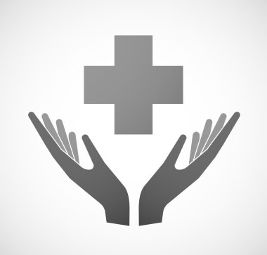 İki el bir eczane işaret sunan