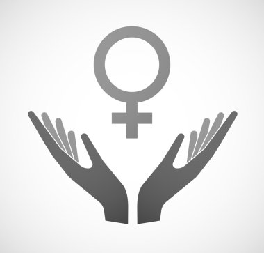 İki el bir kadın işaret sunan