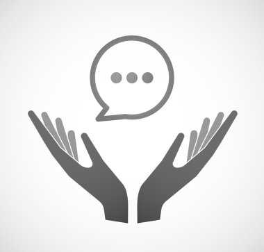 İki el bir çizgi roman balon sunan