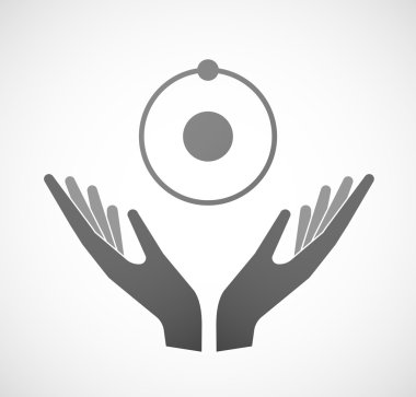 İki el bir atom sunan