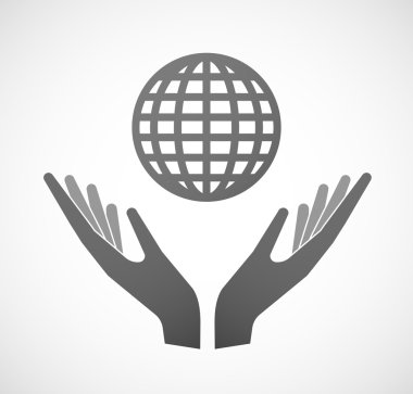 İki el bir dünya küre sunan