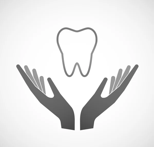 İki el bir diş sunan