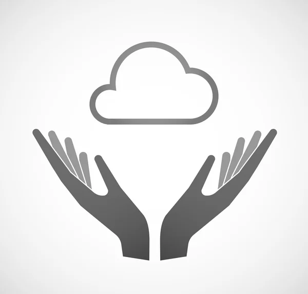 Twee handen biedt een wolk — Stockvector