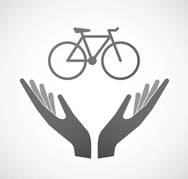 Two hands offering a bicycle — Stock Vector