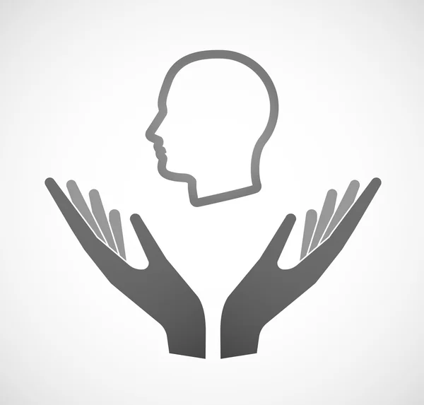 Dvě ruce, nabízející mužské hlavy — Stockový vektor