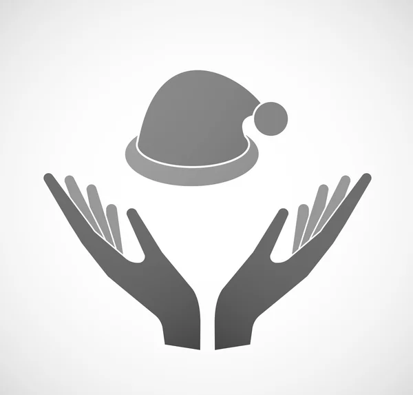 To hænder tilbyder en julemandshat – Stock-vektor