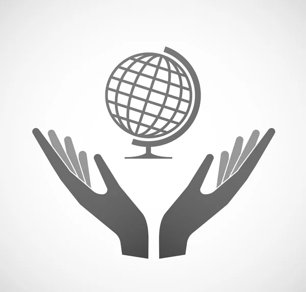 Duas mãos oferecendo um globo mundial — Vetor de Stock