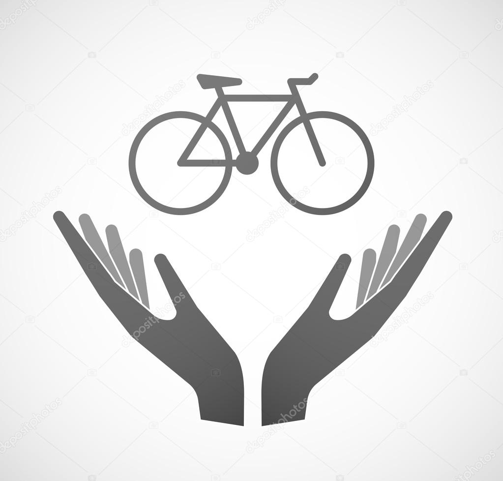 Two hands offering a bicycle