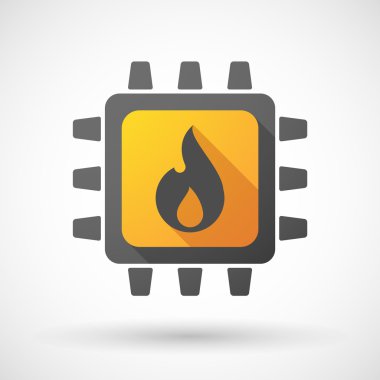 Bir alev ile CPU simgesi