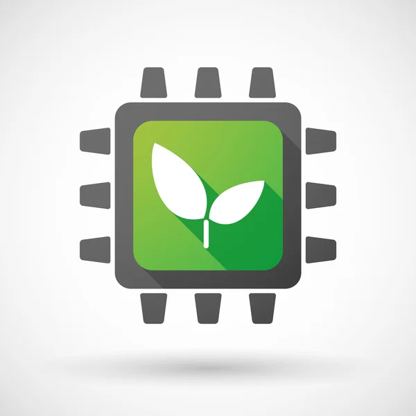 Icono de CPU con una planta — Vector de stock