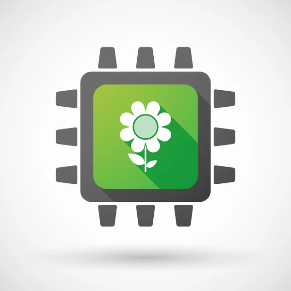 Icono de CPU con una flor — Vector de stock