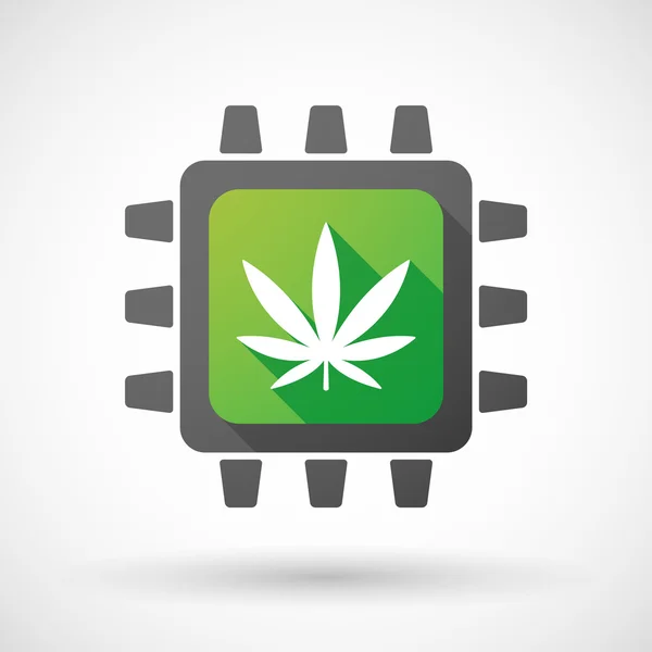 Icône CPU avec une feuille de marijuana — Image vectorielle