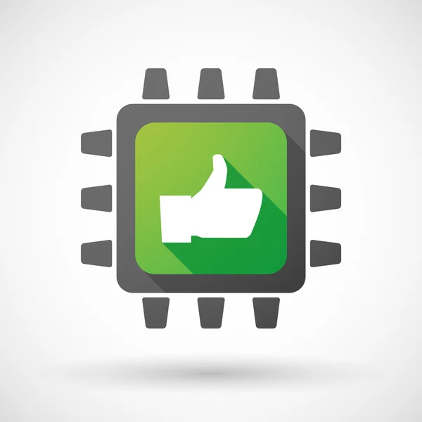 CPU icon with a thumb hand — Stock Vector