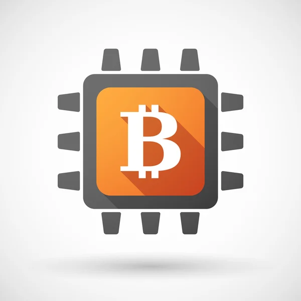 Icono de la CPU con un signo de bitcoin — Vector de stock